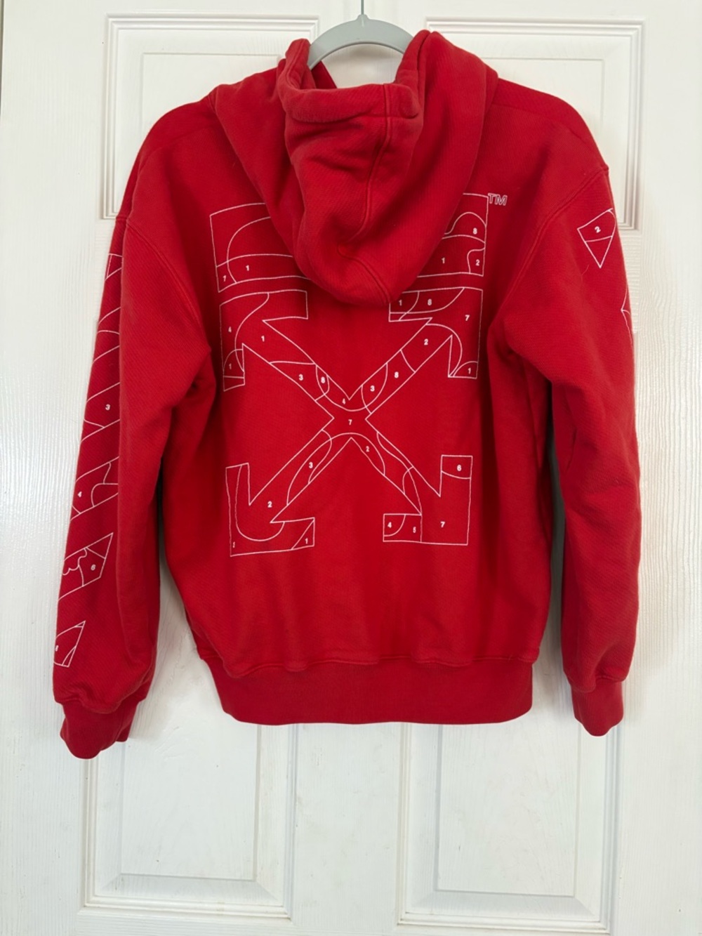 Off-White 2020 Red and White Arrows Hoodie Size Small Unisex